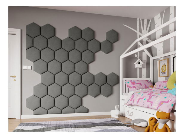 Čalouněný panel "Hexagon" Lok (šedá) *výprodej