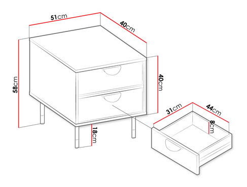 Noční stolek Tivaso 2SZ (černá + zlatá)