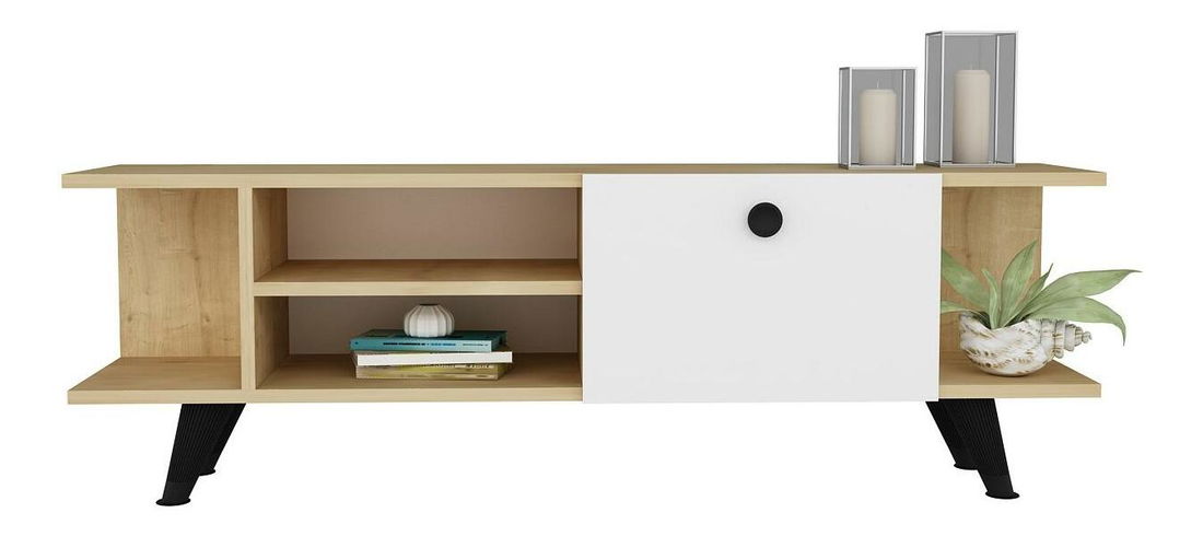 TV stolek/skříňka Napiku (dub + bílá)