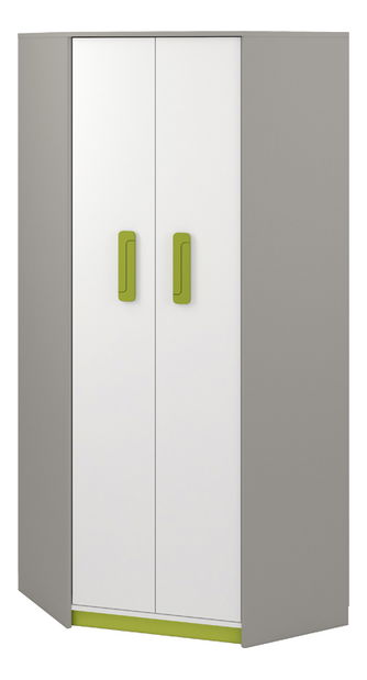 Rohová šatní skříň Korte 01 (zelená)