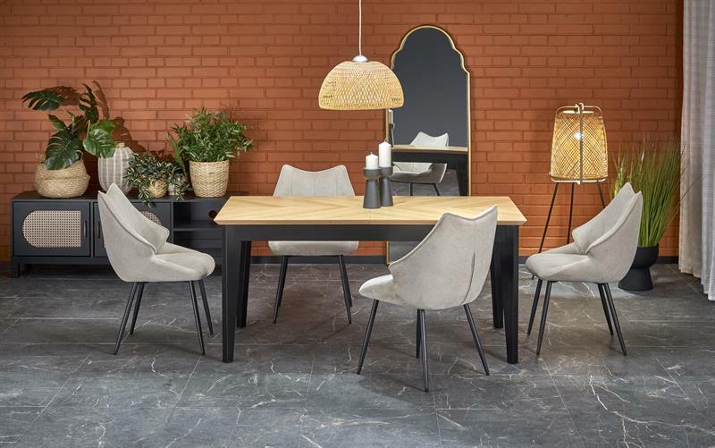 Jídelní stůl Emilo 120 (bílý mramor + černá) (pro 4 osoby)