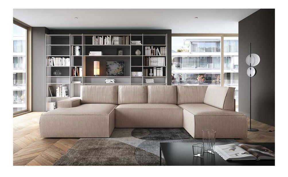 Rohová sedací souprava Fatime new (U) (béžovošedá + černá)