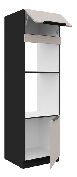 Potravinová kuchyňská skříňka Aaron 60 DPM-210 2F (černá matná + kašmír)