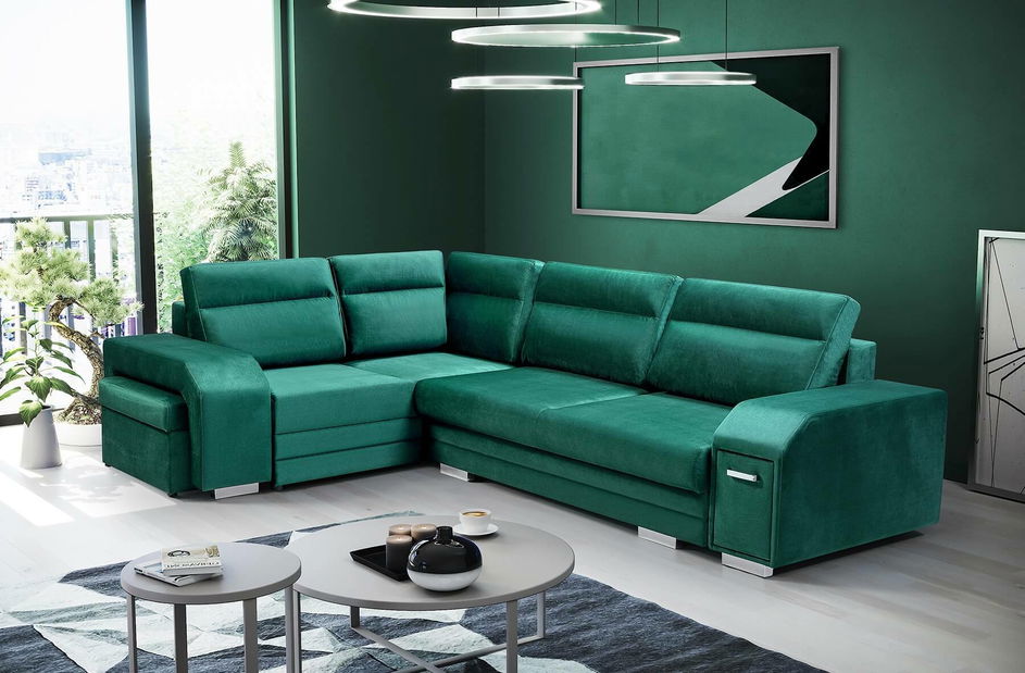 Rohová sedací souprava Alfredo (zelená) (L)