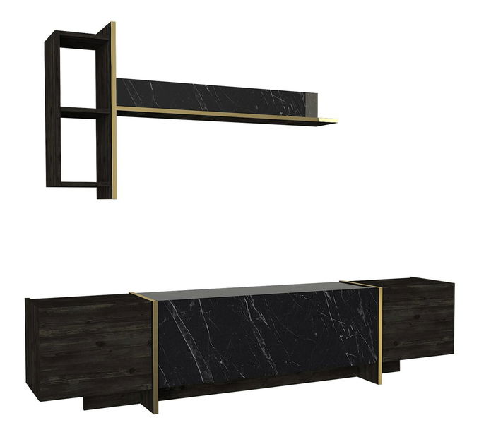 Obývací stěna Vivaldi (Černá + Zlatá)