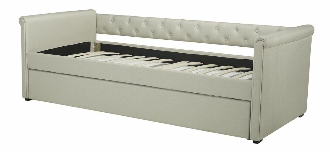 Rozkládací postel 90 cm LISABON (s roštem) (béžová)