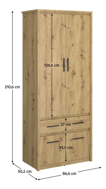 Šatní skříň IRON (dub artisan)