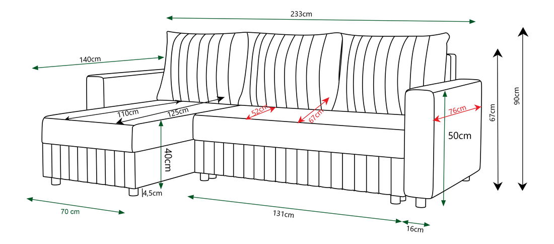 Rohová sedací souprava Peak L (tmavě modrá) (L)