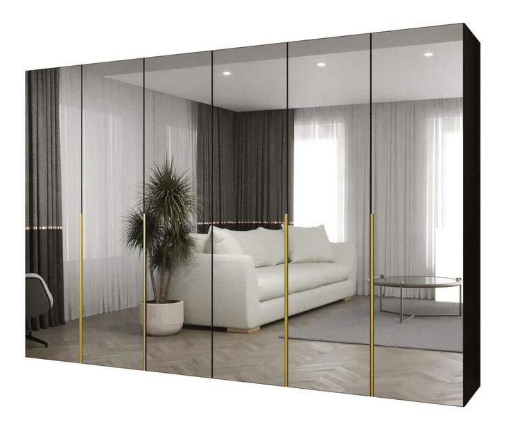 Šatní skříň 300 cm Alice 3 (černá + zlatá)