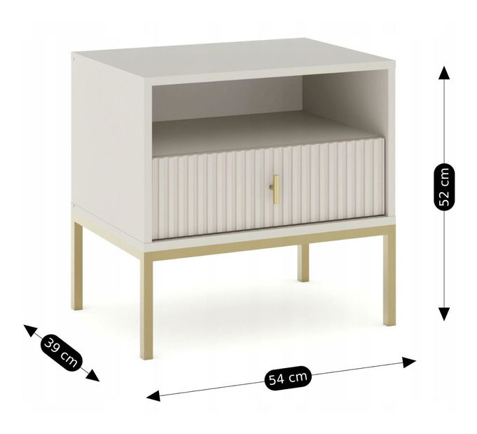 Noční stolek Militaba (kašmír + zlatá)