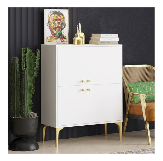 Skříňka Lipamo 6 (bílá + zlatá)