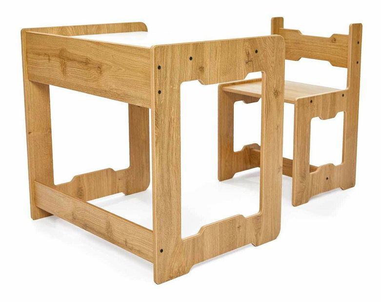  Set dětský stolek a židle Sease 2 (bílá + naturální)