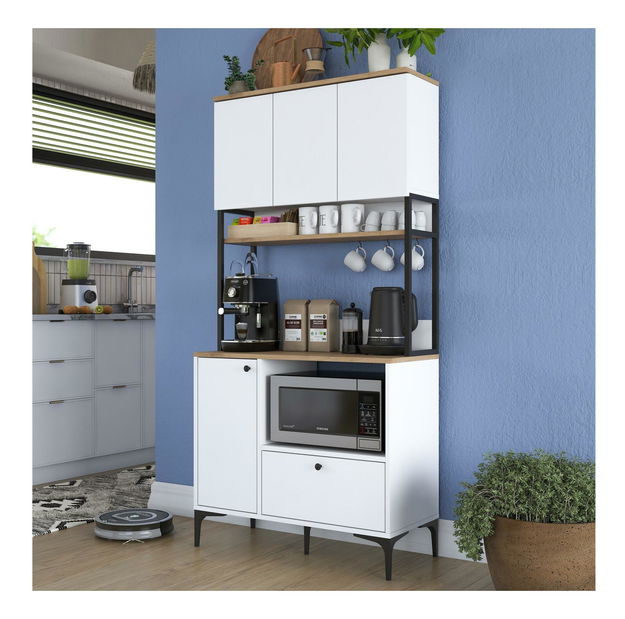 Policová skříň Jenaretta 159 (bílá + ořech)