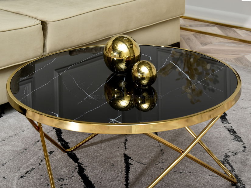 Konferenční stolek Armin Xl (černý mramor + zlato)