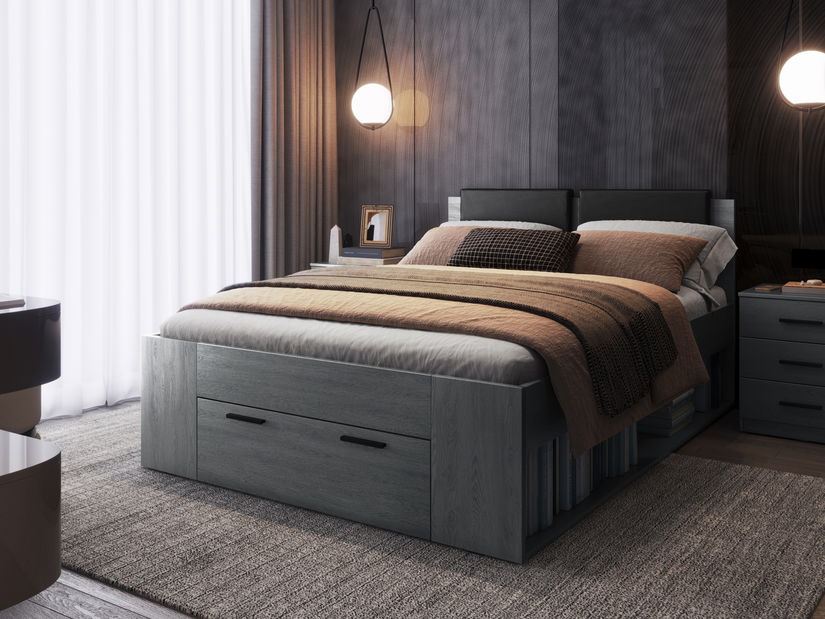 Manželská postel 140 cm Afrodita Typ 50 (s úl. prostorem) (dub karbonový)