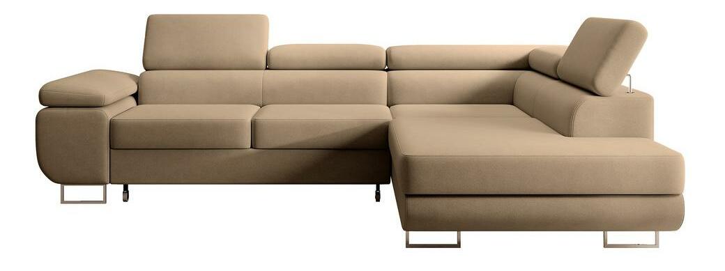 Rohová sedací souprava Stiletto (P) (béžová střední + stříbrná)