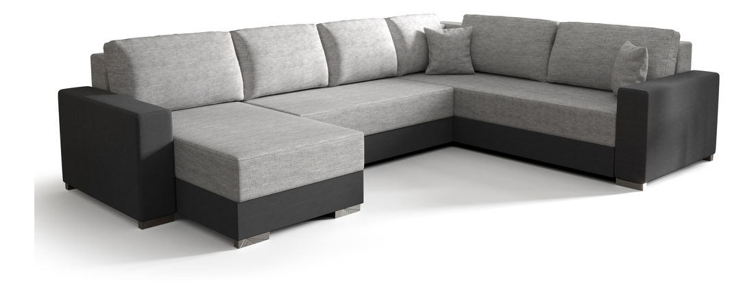 Rohová sedačka ve tvaru U- Pearle 3 (světle šedá + černá) (P)
