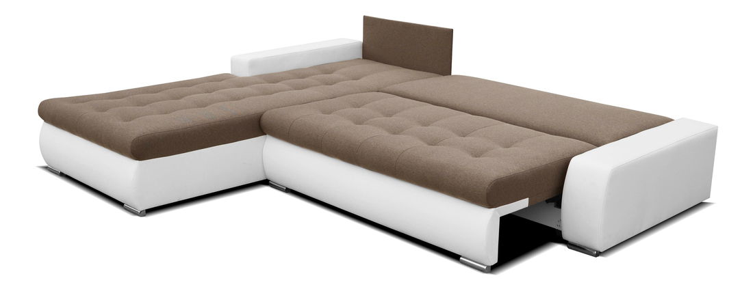 Rohová sedací souprava Nemisa (hnědá + bílá) (L)