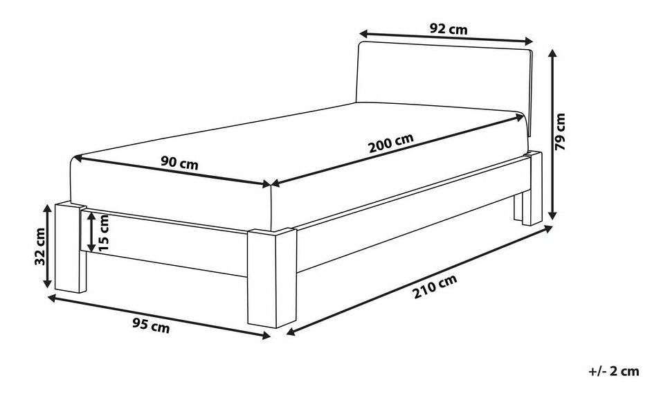 Jednolůžková postel 90 cm ROYAL (s roštem) (světlé dřevo)