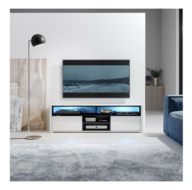 TV skříňka/stolek Lokky (s osvětlením) (černá)