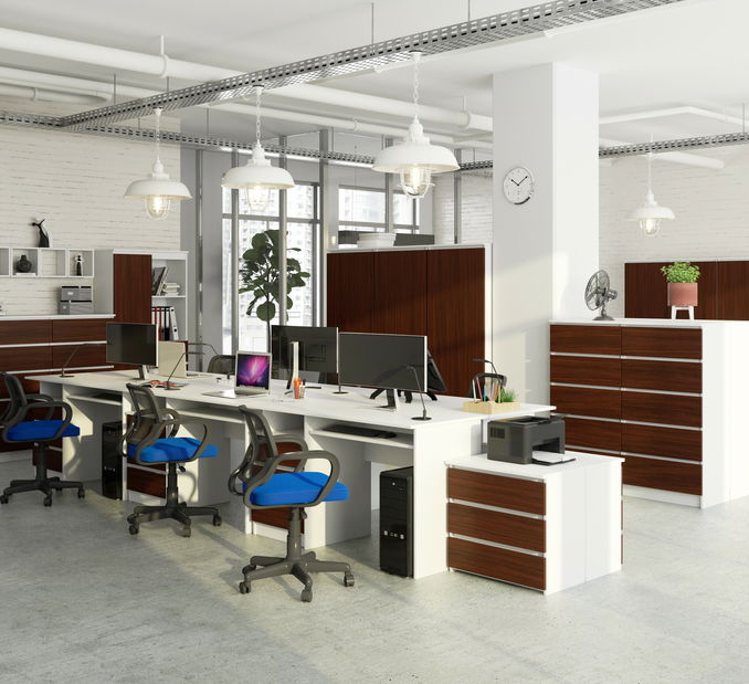 PC stolek Bronte (bílá + wenge)