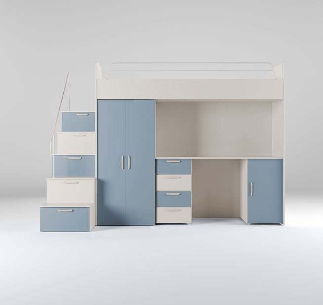 Dětská postel Ruby IV S (kašmír + mlhavá světle modrá) (s rošty)