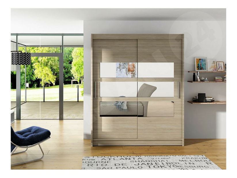 Skříň s posuvnými dveřmi Primrose VII (dub sonoma) (bez osvětlení)