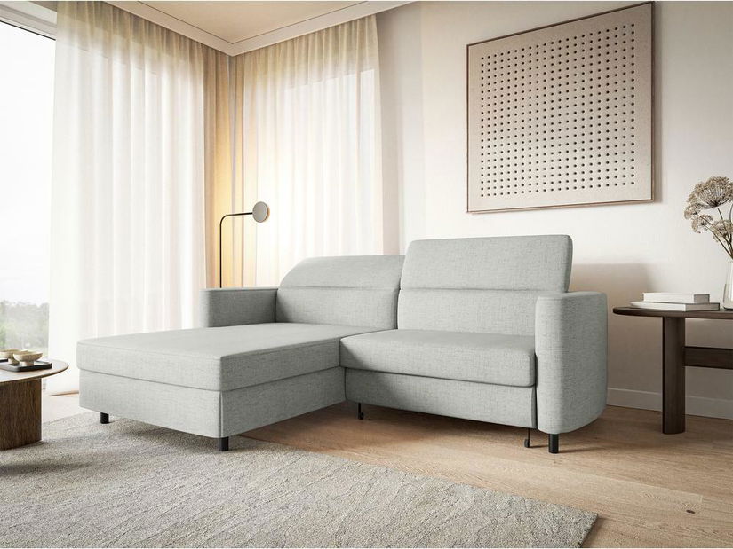 Rohová sedací souprava Buchu (L) (béžovošedá + černá)