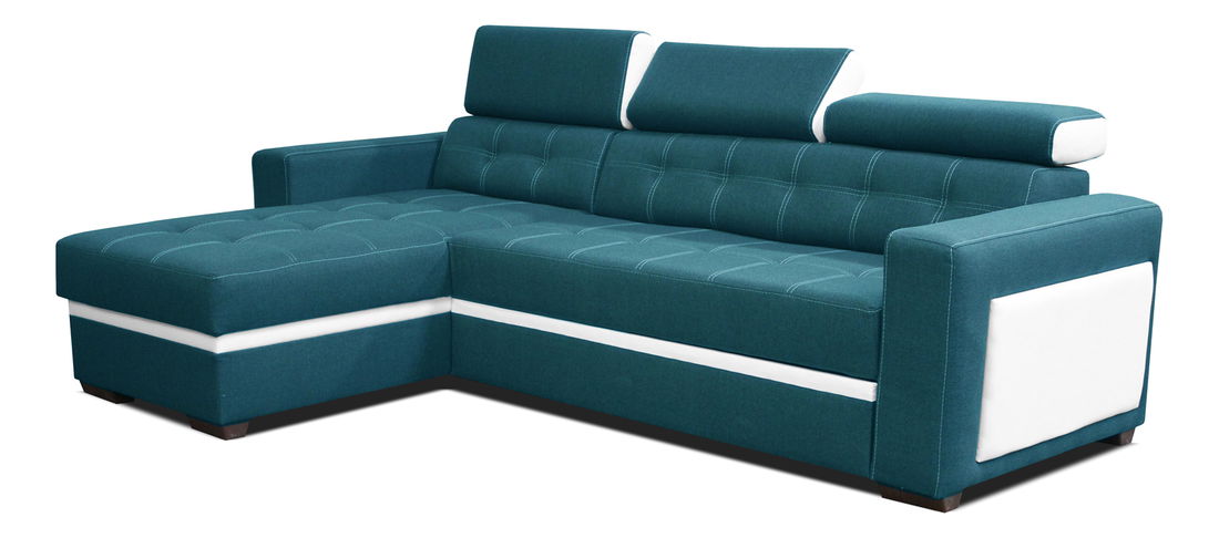 Rohová sedací souprava Felix (tyrkysová + bílá) (L)