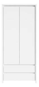 Šatní skříň BRW Kaspian SZF2D2S (bílá + bílá matná)