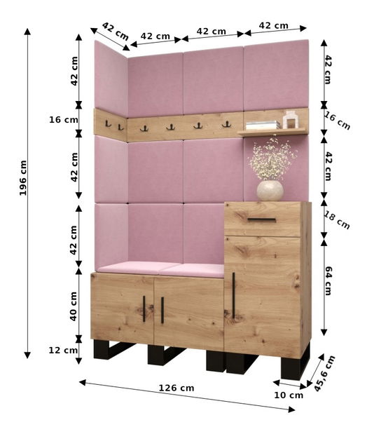 Předsíňová sestava Amanda 10 (dub artisan + tmavě šedá)