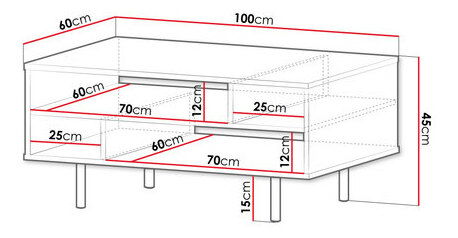 Konferenční stolek Newelon NW03 (kašmír + zlatá)