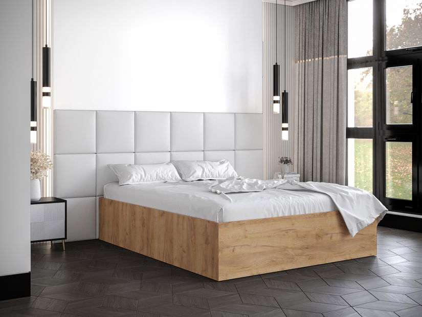 Manželská postel s čalouněným čelem 160 cm Brittany 4 (dub craft zlatý + bílá) (s roštem)