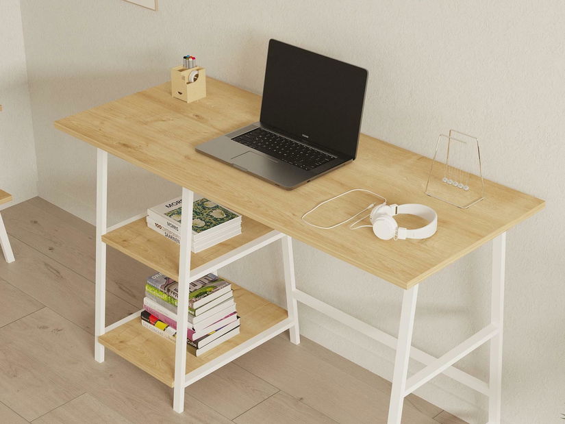 PC stolek Budevu (dub safírový + bílá)