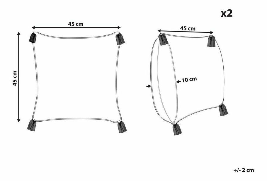 Sada 2 ozdobných polštářů 45 x 45 cm Tilly (bílá)