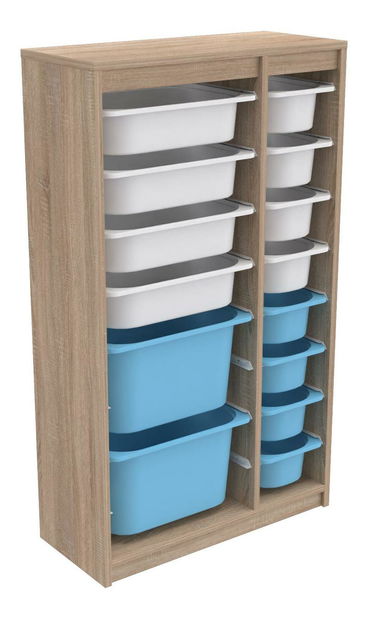 Organizér na hračky Dremonka 6 (dub sonoma + bílá + modrá)