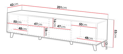 TV skříňka/stolek/skříňka 200 Tilda (Antracit)