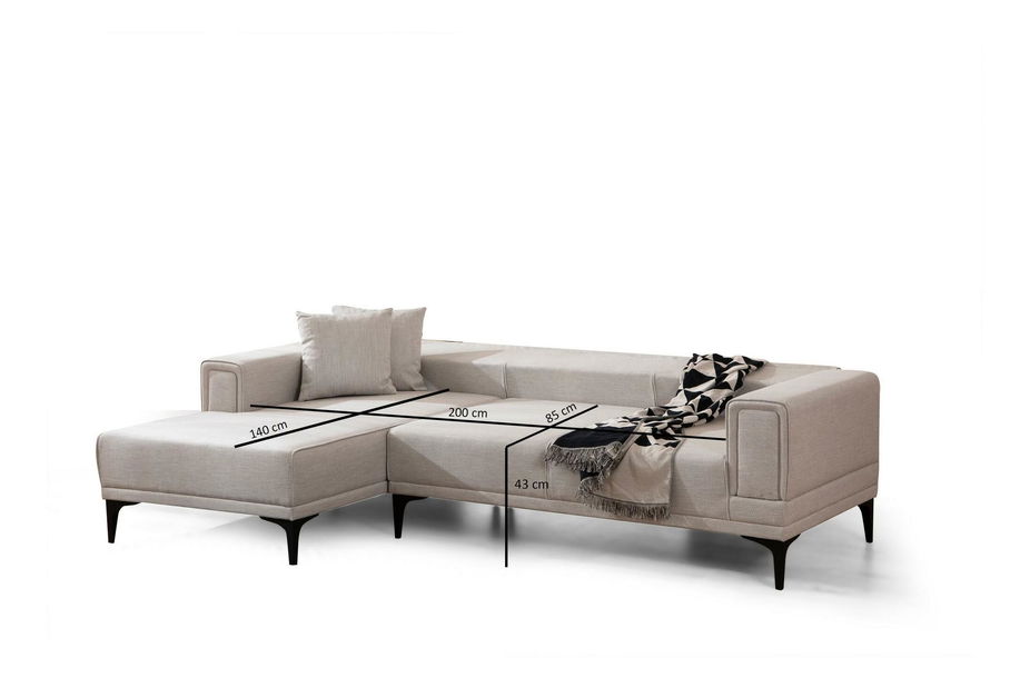 Rohová sedačka Horazotta (L) (ecru + černá)