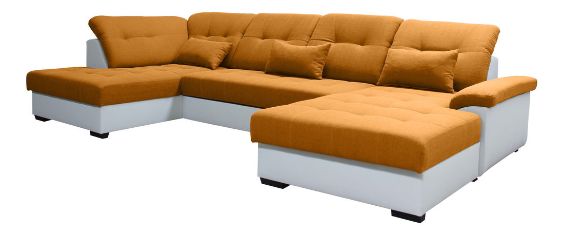 Rohová sedací souprava U Milton LB+2F+L (oranžová + bílá) (P)