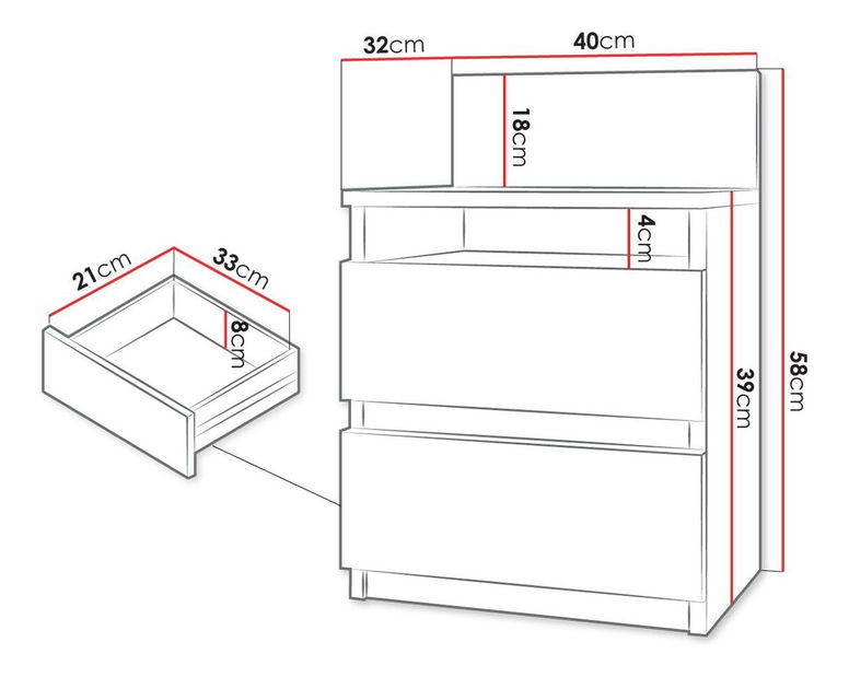 Noční stolek Orion OK1 (bílá)