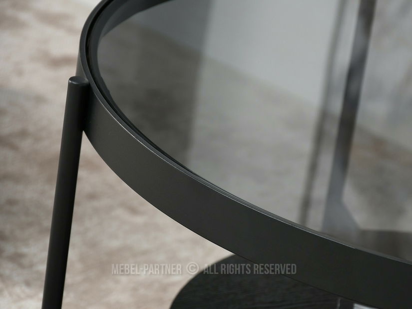 Konferenční stolek Freya (kouřové sklo černé + černá)