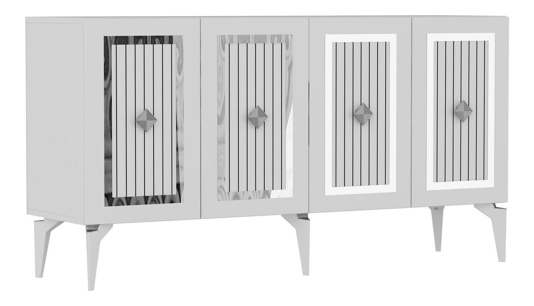 Skříňka Lideke 2 (bílá + stříbrná)