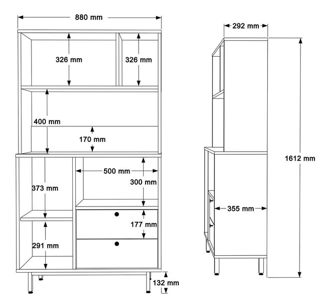 Policová skříň Rebutia 3 (dub + zelená)