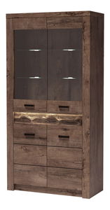 Vitrína Indie 03 (s LED osvětlením) (jasan tmavý)