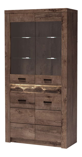 Vitrína Indie 03 (s LED osvětlením) (jasan tmavý)