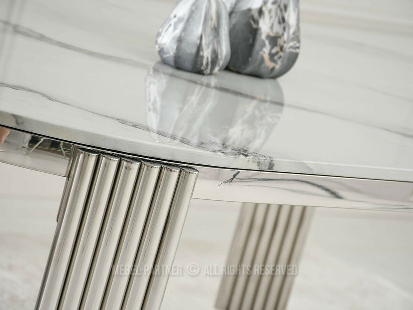 Jídelní stůl Antiga (bílý mramor + chromová)