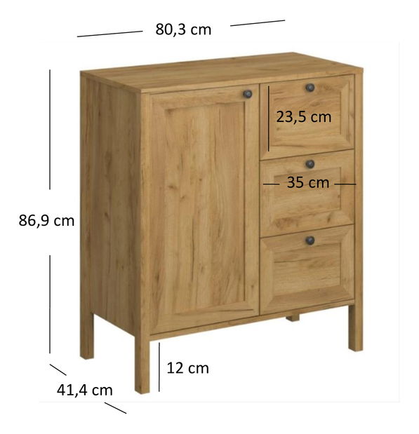 Komoda Keira 1D3S (dub craft zlatý)