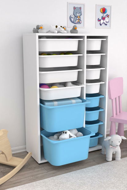 Organizér na hračky Dremonka 7 (bílá + modrá)