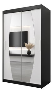 Šatní skříň 120 cm Eclipse (černá matná + bílá matná)