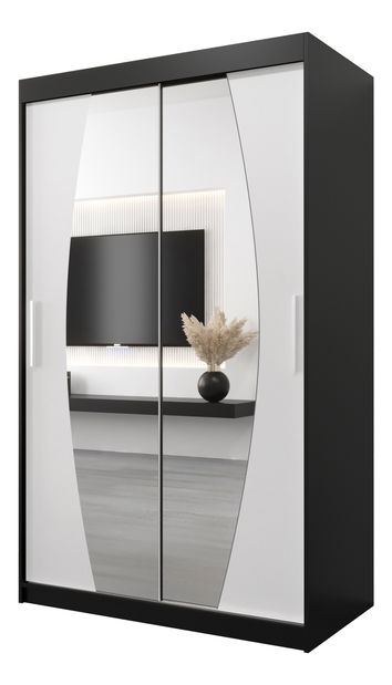 Šatní skříň 120 cm Eclipse (černá matná + bílá matná)